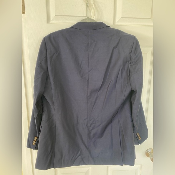 INDOCHINIO NWOT Navy Blazer w Vibrant Cloud Lining, Shoulder Pads & Gold Buttons - Picture 9 of 11